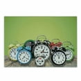 thumbnail image 1 of Clock Cutting Board, Group of Alarm Clocks on the Wooden Ground Digital Print Nostalgic Design Print, Decorative Tempered Glass Cutting and Serving Board, Small Size, Lime Green, by Ambesonne, 1 of 1