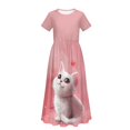 thumbnail image 5 of Uourmeti Girls Summer Maxi Dresses Crew Neck Short Sleeve Casual Flowy Tiered Long Dress with Pockets (Cute Kitty Pink), Size 11-12 Years, 5 of 7