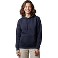 thumbnail image 3 of Milltex 8oz Midweight Fleece Hoodie Unisex CVC Cotton Blend Hooded Sweatshirt Pullover Blank Hoodie for Men Women - NavyHeather, 3 of 5