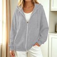 thumbnail image 2 of JIAYUE Women Plain Hooded Sweatshirt Jacket Soft Full Zipper Elastic Ribbed And Hem Daily Hoodies Coat For Weekend Sport Wear Holiday Festive Party, 2 of 4