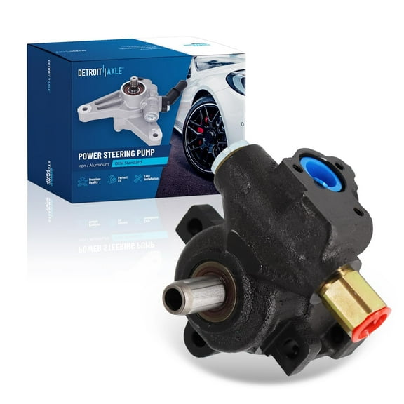 Detroit Axle - Power Steering Pump Replacement for 2002 2003 2004 2005 2006 2007 Dodge Ram 1500 with Snap-Ring Retained Backplate