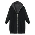 thumbnail image 2 of LYXSSBYX Womens Coats and Jackets Women Vintage Solid Fleece Hooded Zipper Plus Size Long Sleeve Thick Coat, 2 of 5