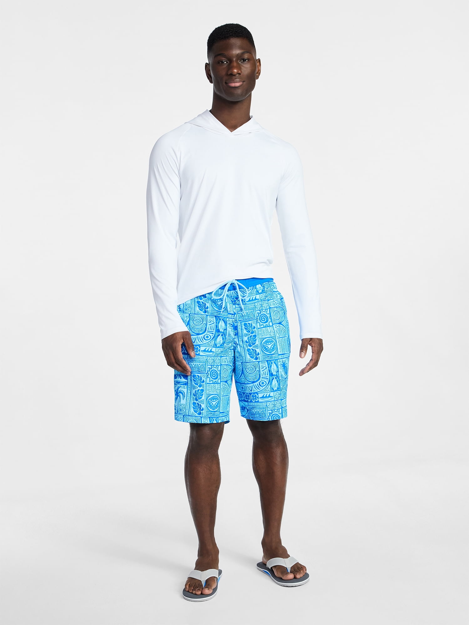 George Men's and Big Men's Hooded Sun Shirt with Long Sleeves, UPF 50+, Sizes S-3XL