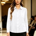 thumbnail image 6 of ClodeEU Women's Collared Button Down Long Sleeve Shirt,Casual Office Blouse White,Women's Plus L, 6 of 6