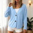 thumbnail image 2 of GEWSEY Women Corduroy Button Down Shacket Jacket V Neck Long Sleeve Casual Oversized Lightweight Cardigan Coat with Pockets (Sky Blue, L), 2 of 9