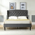 thumbnail image 3 of DeCoro Brighton Upholstered Platform Bed | Headboard and Wood Frame with Wood Slat Support | Grey, Full, 3 of 10