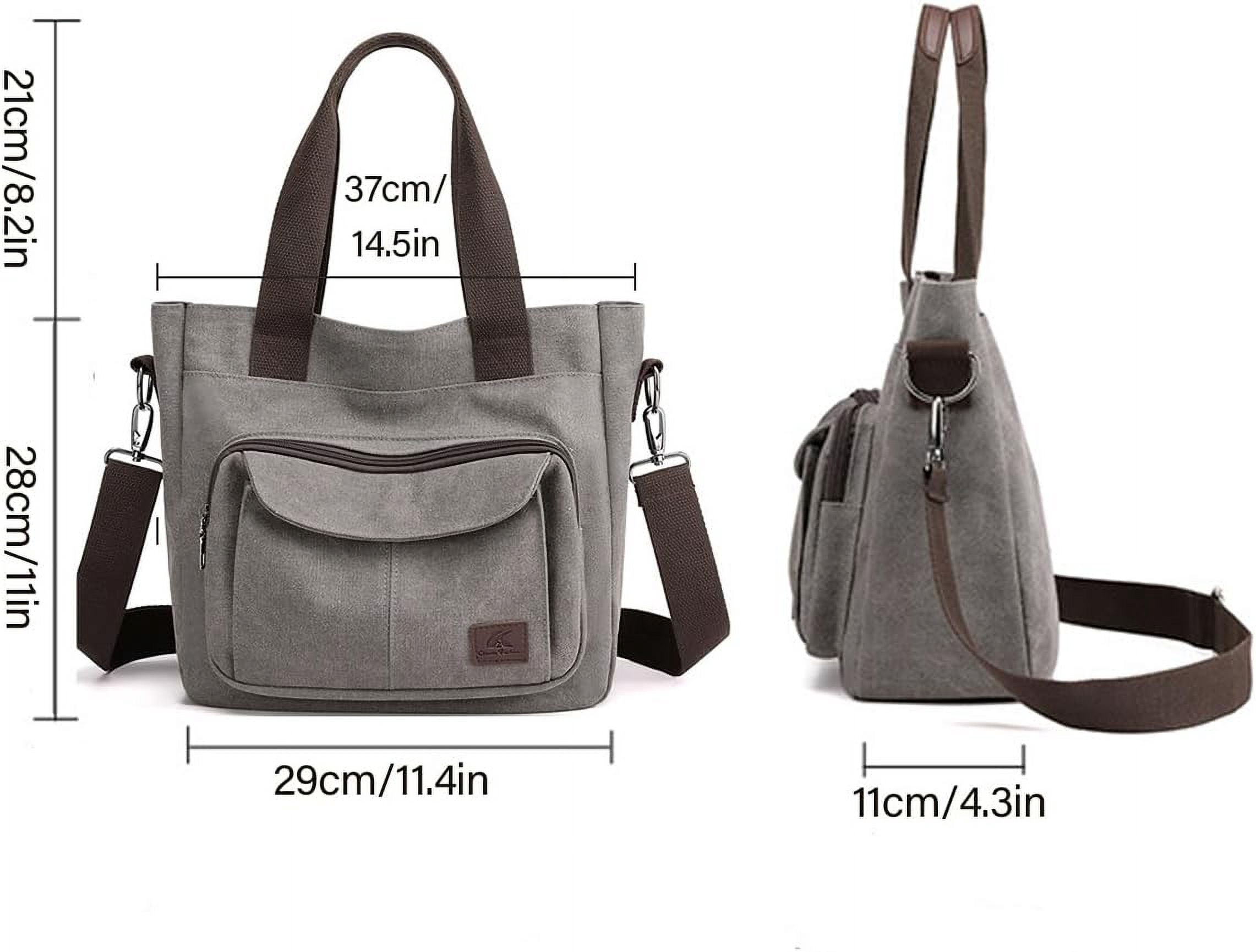 JennyShop Vintage Multi-pocket Handbags, Hot Sale Canvas Tote Purse for Women, Work Shoulder Crossbody Bag