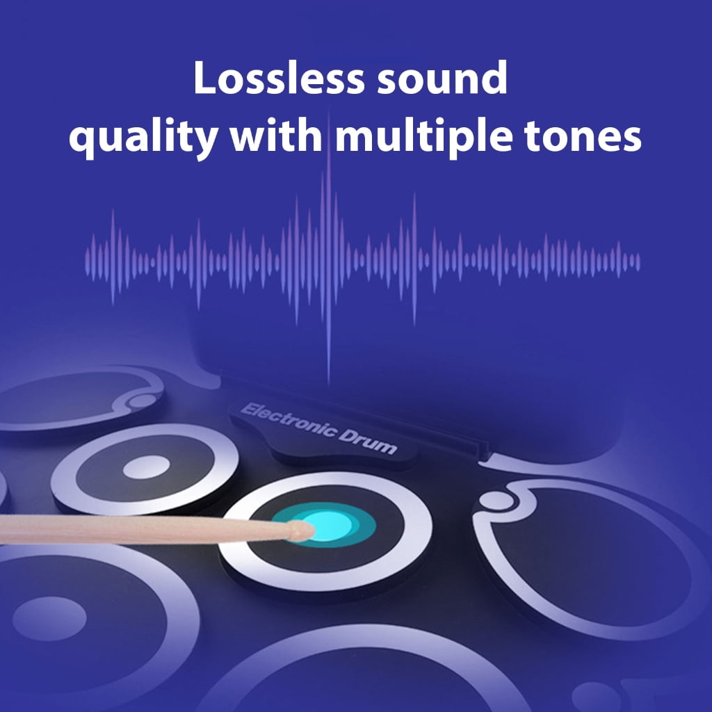 Small Electronic Drum Set Practicing Drum Pad Silicone Texture Music Creation Tool Suitable for Travel and Outdoor Gigs