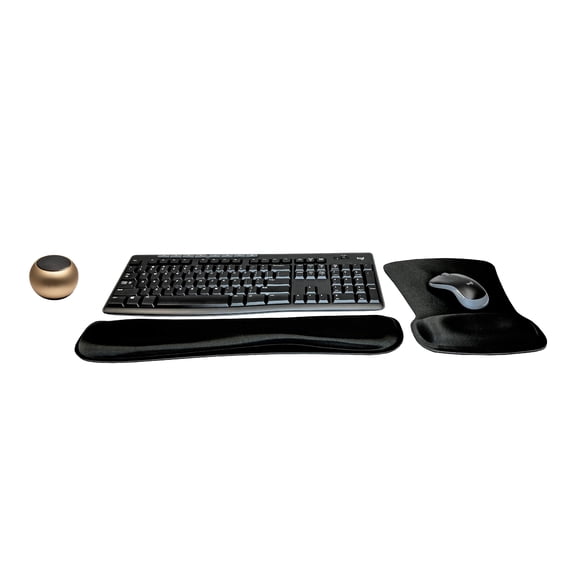 Logitech MK270 Wireless Keyboard & Mouse Combo Active Lifestyle Travel Home Office Must-Have Modern Bundle with Mini Portable Wireless Bluetooth Speaker, Gel Wrist Pad & Gel Mouse Pad