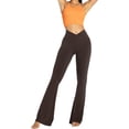 thumbnail image 3 of Womens Flare Leggings with Tummy Control Crossover Waist and Wide Leg, 3 of 4