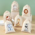 thumbnail image 4 of 6 bolsas de regalo de lino y algodón con diseño de dinosaurio y unicornio, para decoración de fiestas de cumpleaños, bodas y baby shower, 4 of 5