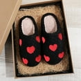thumbnail image 4 of CHUMUD Women's Heart-shaped Print Fluffy Slippers - Warm, Cozy, Plush Fuzzy Cushion Slip-On House Slippers, Valentine's Day Gift, 4 of 5