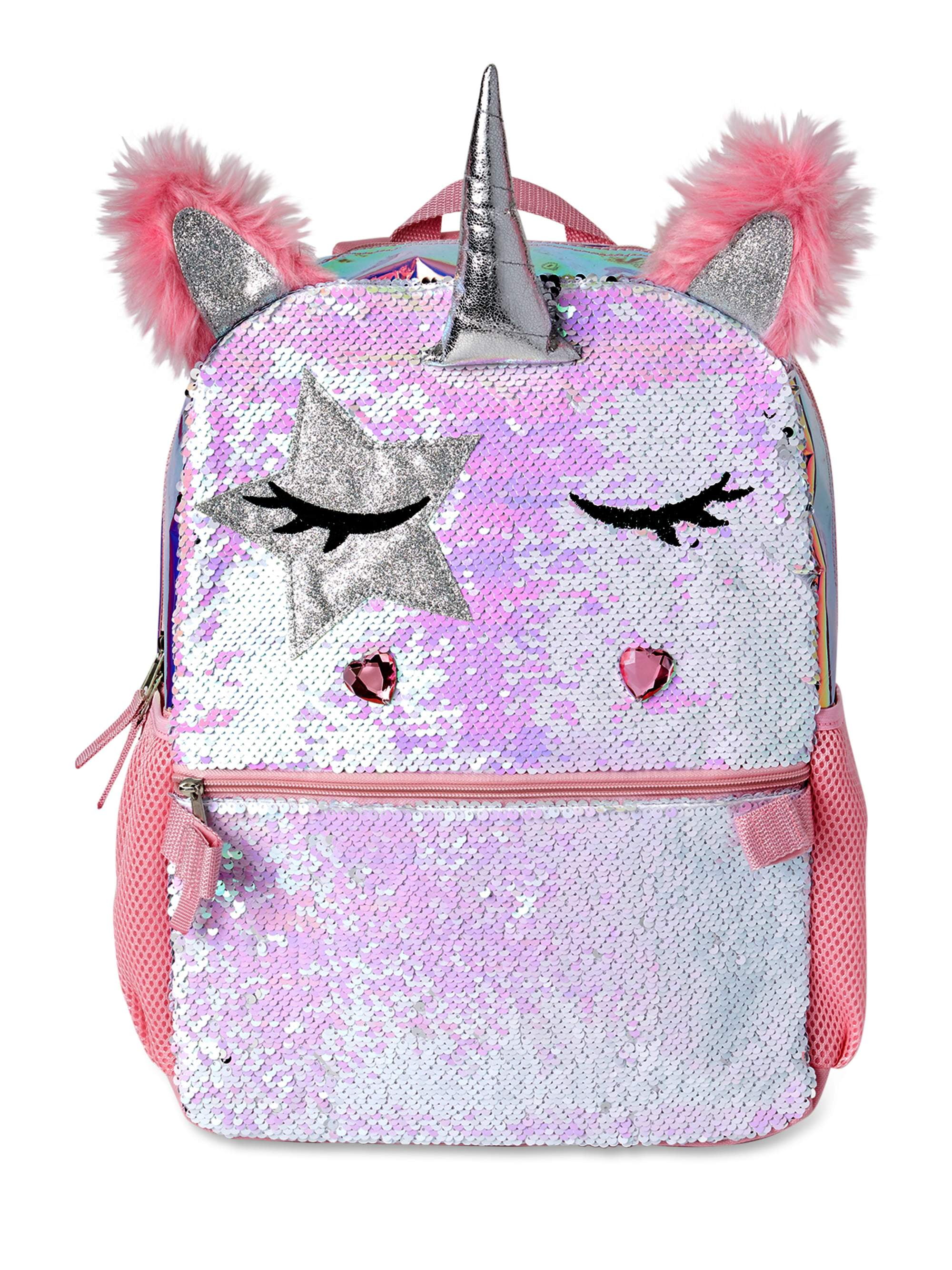 Unicorn Backpack Bag Purse School Colorful Plush Hot Pink Purple Green White 