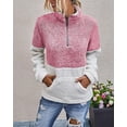 thumbnail image 3 of BTFBM Womens Sweatshirt Sherpa Quarter Zip Pullover Fall Winter Long Sleeve Fleece Sweaters Hoodies Sweatshirts Clothes, 3 of 7