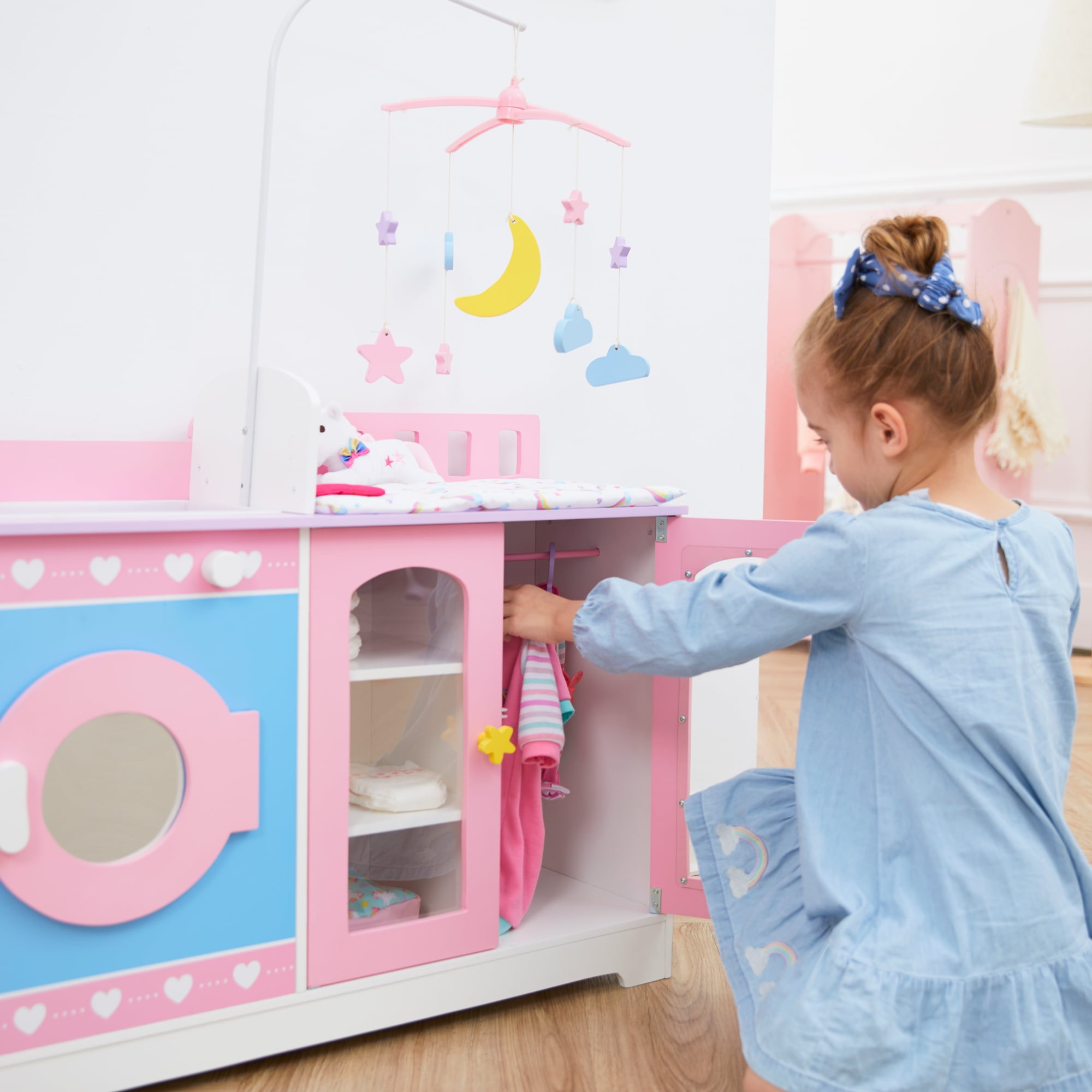 Wooden Baby Doll Changing Station Playset PinkPurple in Bahrain at BHD 60 Rating 5