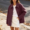thumbnail image 6 of Luivaraty Womens Plus Size Suede Jacket Long Sleeve Bomber Jacket Fashion Trendy Laple Button Up Pockets Outwear Coat, S-3XL, 6 of 8