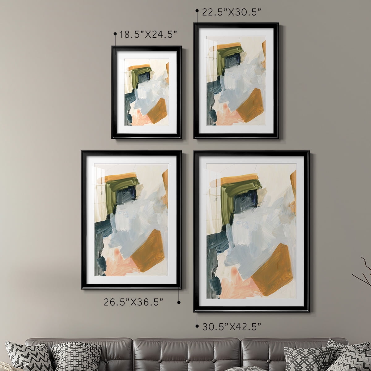 Wexford Home Palette Meld I Premium Framed Print, 22.5" x 30.5" - Ready to Hang, Black (Set of 2)