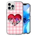 thumbnail image 1 of MUNDAZE Étui pour Apple iPhone 15 Pro Max Étui Rigide Mince Hybride TPU Souple Antichoc Protection Robuste - Saint-Valentin Jardin Gnomes Cœur Amour Design à Carreaux Roses, 1 of 4