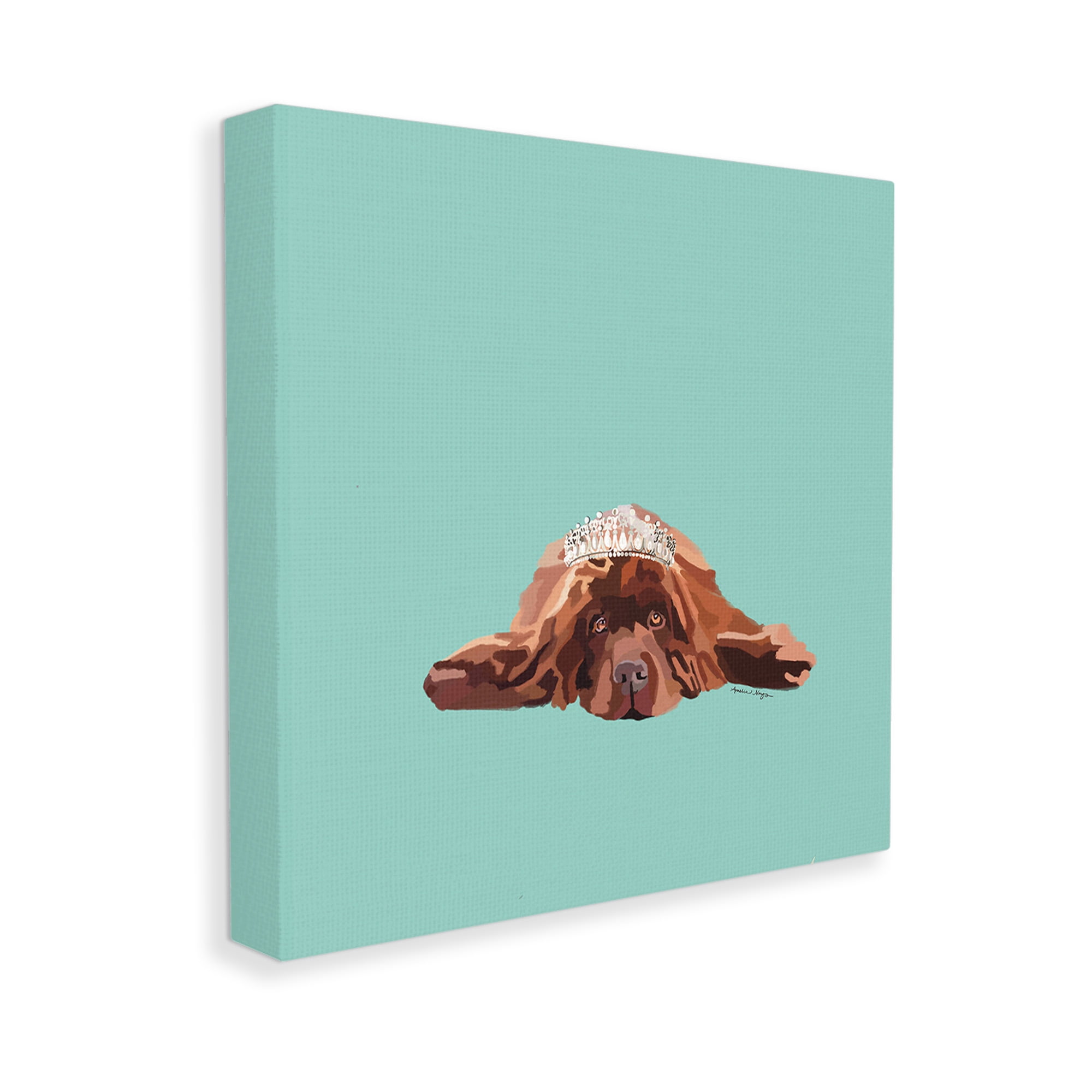 Stupell Industries Abstract Dog with Crown Animals & Insects Painting Gallery Wrapped Canvas Art Print Wall Art, 24 x 24