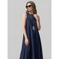 thumbnail image 2 of Navy Blue Sleeveless Maxi Dress, Round Neck Loose Fit, Soft Woven Tencel Fabric, Modern Chic Casual Beach Dress, 2 of 5