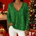 thumbnail image 5 of LIZUOJUNF Women's Sequin Tops V Neck Long Sleeve Shiny Bling Dressy Casual Holiday Party Outfits, 5 of 9
