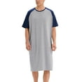 thumbnail image 7 of FUTATA Men's Pajamas Henley Nightshirts Sleepshirt Short Sleeve Crewneck Nightgown Comfort Sleepwear T Shirts,Loose Casual Loungewear Nightwear,M-3XL, 7 of 7