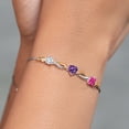 thumbnail image 4 of Gem Stone King 925 Silver and 10K Yellow Gold Purple Amethyst Pink Mystic Topaz and Lab Grown Diamond Tennis Bracelet for Women By Keren Hanan (2.10 cttw, Adjustable up To 9 inch), 4 of 4