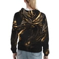 thumbnail image 7 of Uemuo Black And Gold Fire Dragon Pattern Women's Hoodie with Eye-catching Drawstrings- Casual Pullover Hoodie with Kangaroo Pocket, Stylish Hooded Sweatshirt-Medium, 7 of 7