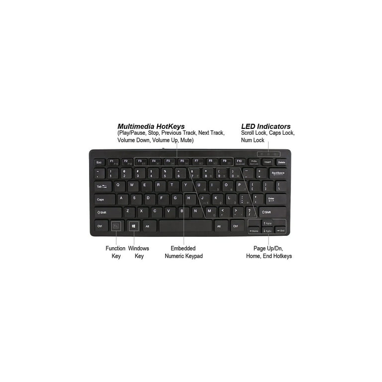 Adesso Slimtouch Mini Usb Keyboard , Space Saving 11.25 Wide, 78 Keys With  An Em