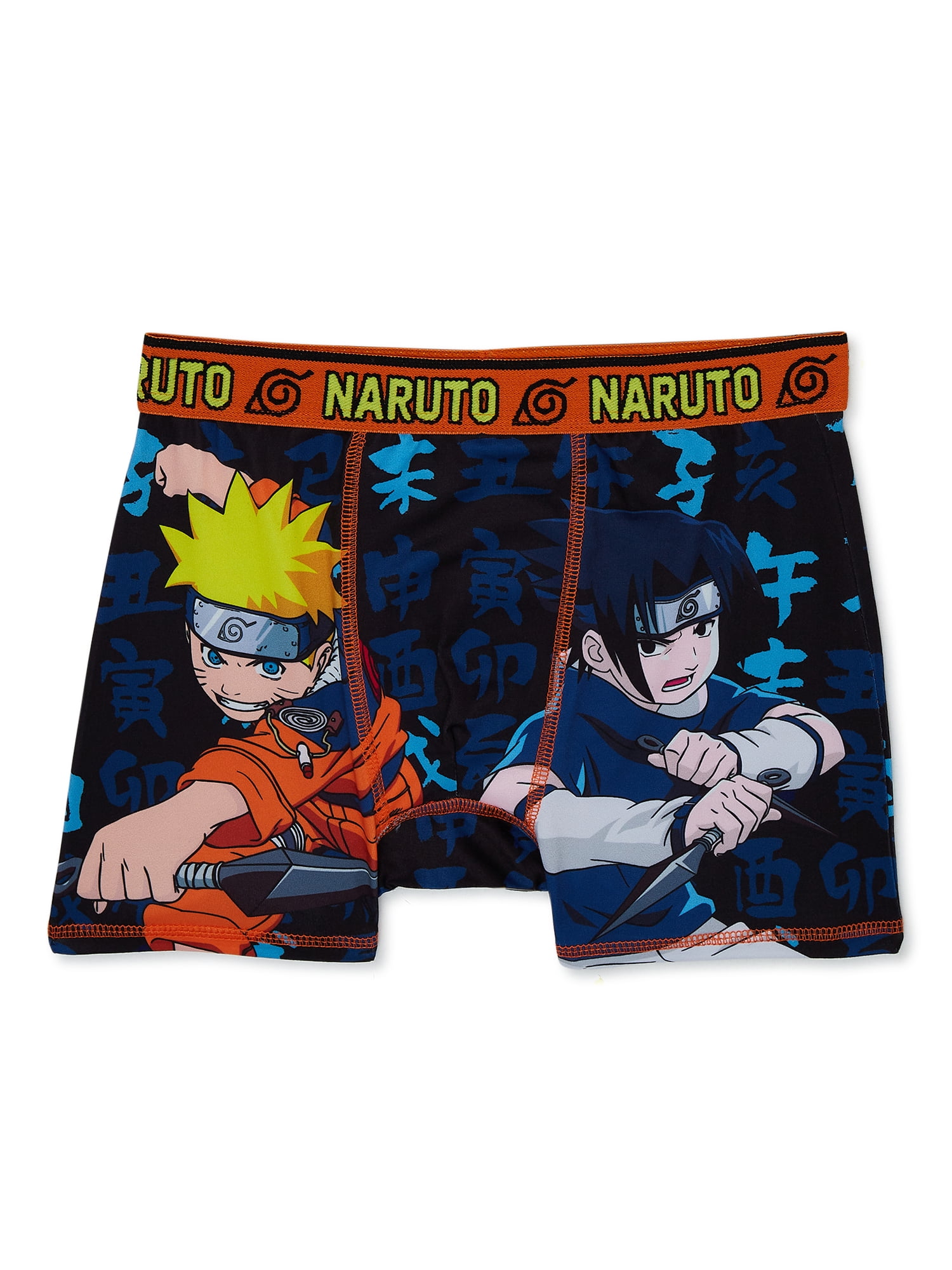 Naruto Boy's Breathable Anime Polyester Boxer Brief Underwear Size L, Multicolor (4-Packs)