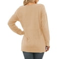 thumbnail image 3 of MOSHU V Neck Sweaters for Women Fall Lightweight Knit Pullover Sweater Side Slits Tops, 3 of 8