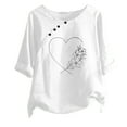 thumbnail image 2 of ALLLIST Womens Summer Tops Scoop Neck White Short Sleeve Graphic Casual T-Shirts Button Dress Blouses for Women, 2 of 4