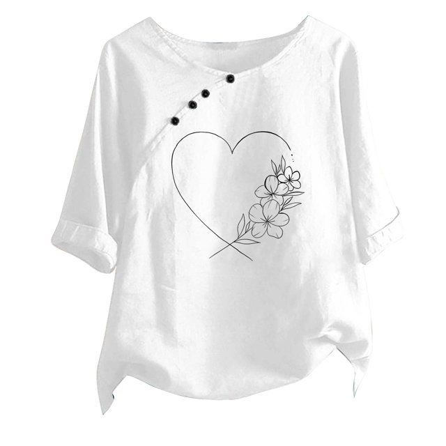 Blouses pour Femmes T-shirt Imprimé Manches Courtes Blouse Col Rond Hauts Décontractés