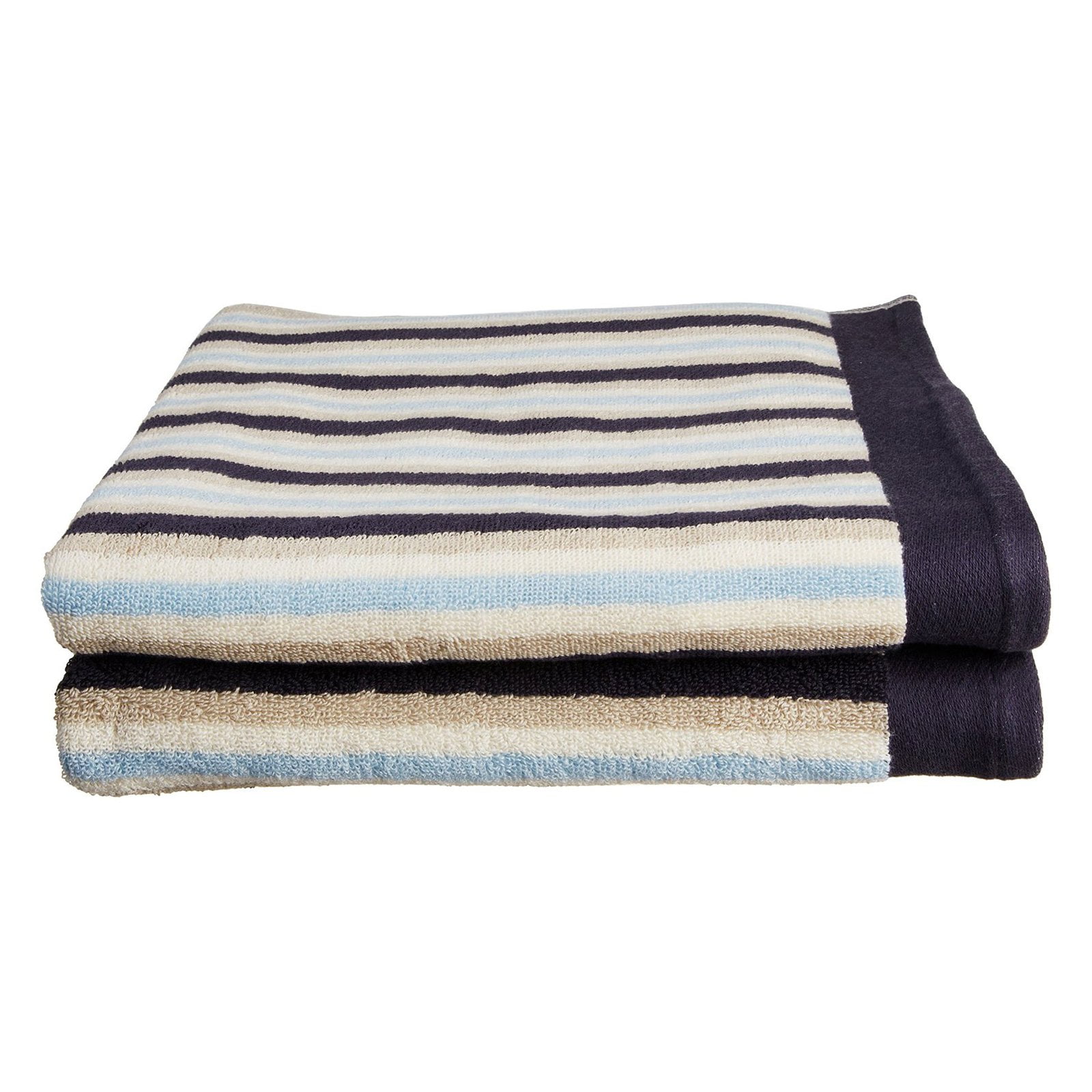 Impressions Tiana Striped Cotton Bath Sheets, Blue(2 Pieces)