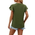 thumbnail image 4 of Scyoekwg Womens Summer Short Sleeve Tops V Neck Elegant Shirts Dressy Casual Blouses Trendy Solid Color Loose Lightweight Blouses (Army Green,L), 4 of 5
