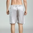 thumbnail image 4 of SWSMCLT Men's Satin Pajama Shorts Soft Sleep Pj Comfy Cool Elastic Pajama Shorts Summer Fall Knee Length Elastic Waist Silver Small, 4 of 4