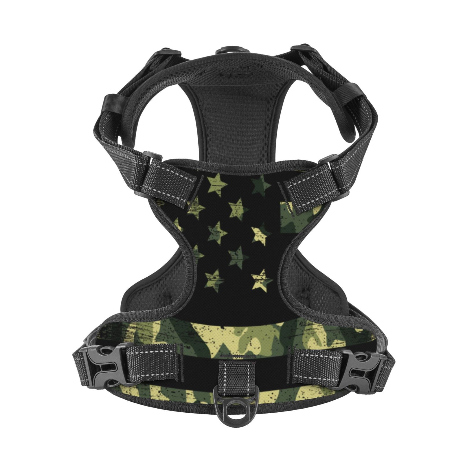 Picia American Flag Camo No-Pull Dog Harness Reflective Front Clip Vest with Handle,Step-in Air Dog Harness,Adjustable 2 Metal Rings 4 Buckles,Easy to Put on & Take Off Small