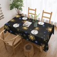 thumbnail image 2 of Christmas Golden Snowflakes Tablecloth, Winter Xmas Snowflake Table Cloth for Rustic Farmhouse Kitchen Decor, Wipeable Table Cover Rectangle Tablecloths for Holiday Party, 60" X 84", 2 of 5