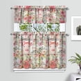 thumbnail image 2 of Vintage Flower Print Kitchen Curtains 3-Piece Set Rod Pocket Farmhouse, 2 of 6