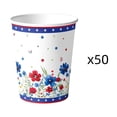 thumbnail image 2 of Patriotic Floral Paper Cups Set - Disposable Tableware for 4th of July BBQ, Picnic, and Party, Red White Blue Flower Design, Food Grade, No Cleanup Required, 2 of 6