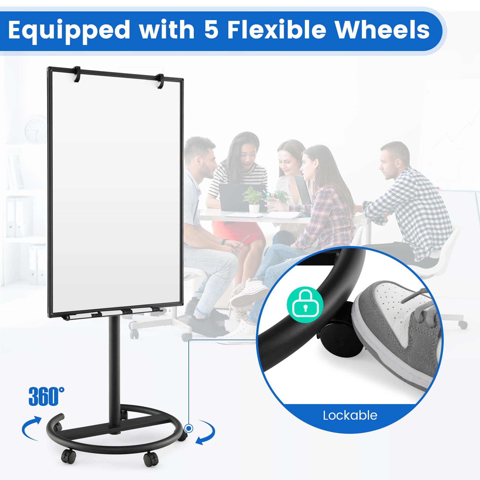 Costway Mobile Whiteboard, 40"x26", Height Adjustable photo 8