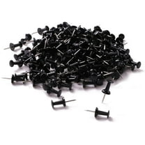 Black Push Pins - 500 Pins with Storage Box, Steel Point,Clear Poster Pins for Wall Hangings, Pinboard Notice Board Office Corkboard