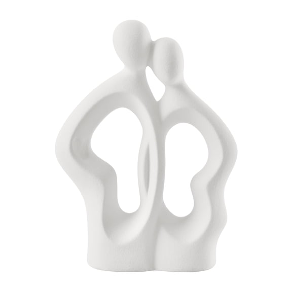 Hans White Abstract Embrace Couple Decorative Accent Matte Ceramic Sculpture Figure Set