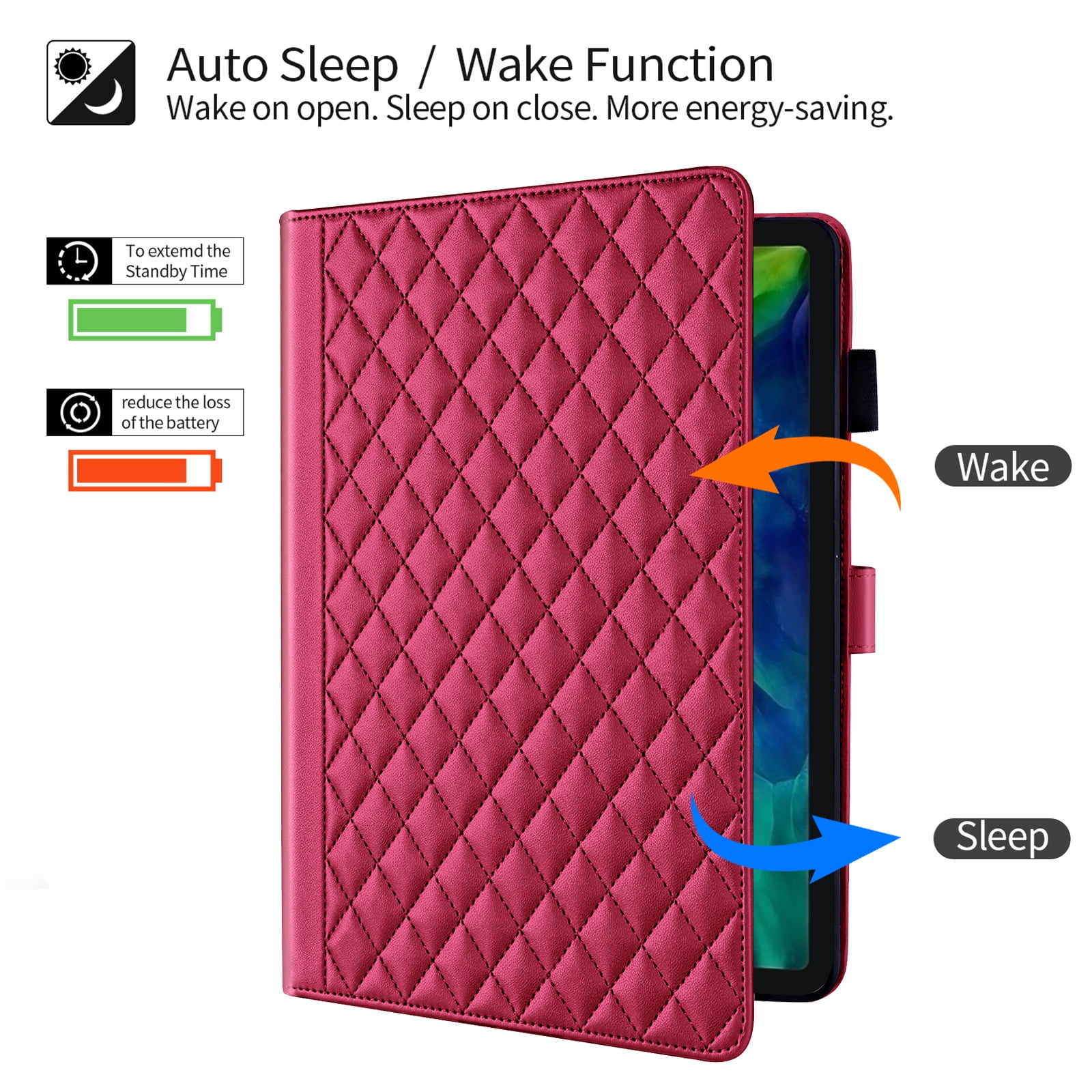 ChicShell Case for iPad Air 11-inch (2024), iPad Air 5th/4th Gen, iPad Pro 11 (4th/3rd/2nd/1st Gen), Multi-Angle View, PU Leather Auto Sleep/Wake Case with Pencil Holder, Red
