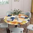 thumbnail image 5 of Abstract Round Tablecloth for 45-54 Inch Tables, Fitted Table Cover with Elastic Edge, Modern Geometric Vintage Circle European Waterproof Outdoor Table Cloth Protector for Patio Garden Dinner Picnic, 5 of 9