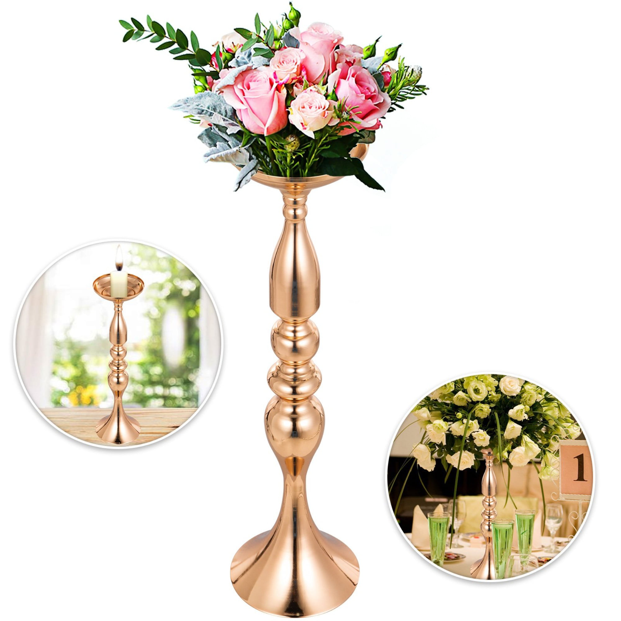 Gold Centerpieces for Wedding Candle Holder 11pcs Flower Rack Vase 19.6" Height 