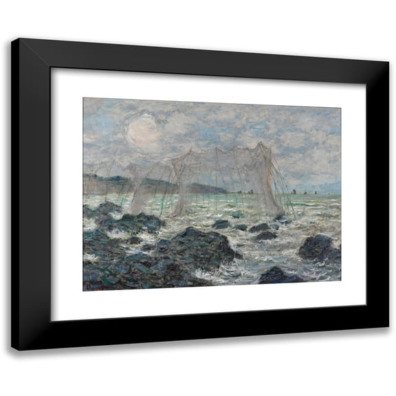 Claude Monet 14x11 Black Modern Framed Museum Art Print Titled - Fishing Nets at Pourville (1882)