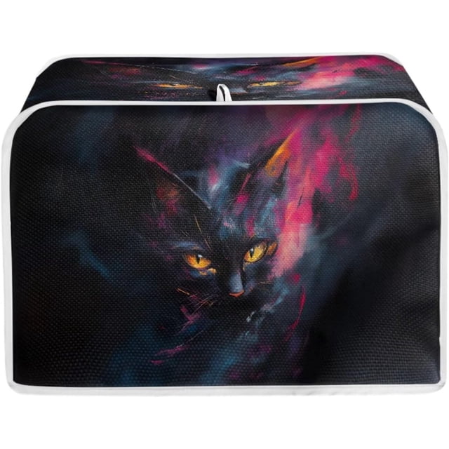 UNICEU Black Cat Print 2 Slice Toasters Cover Dust Proof Bread Maker Cover Kitchen Small Appliance Dust Protector Home Decoration