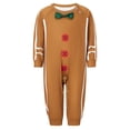 thumbnail image 4 of Pijamas familiares a juego para Navidad 2025, conjunto de ropa de dormir con top y pantalones con estampado de hombre de jengibre y lazo para bebé, 4 of 5