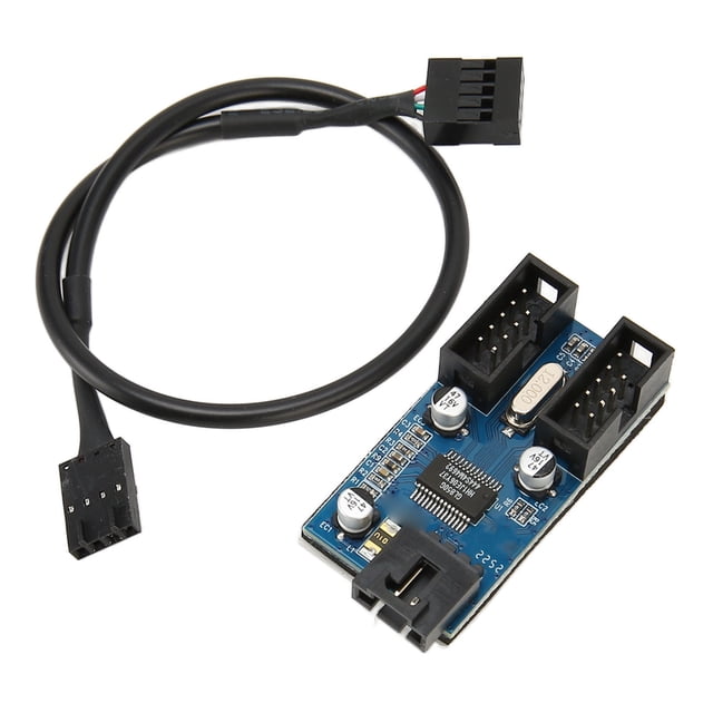 Divisor de encabezado USB 2.0 Bling Bling de 1 a 2 para placa base